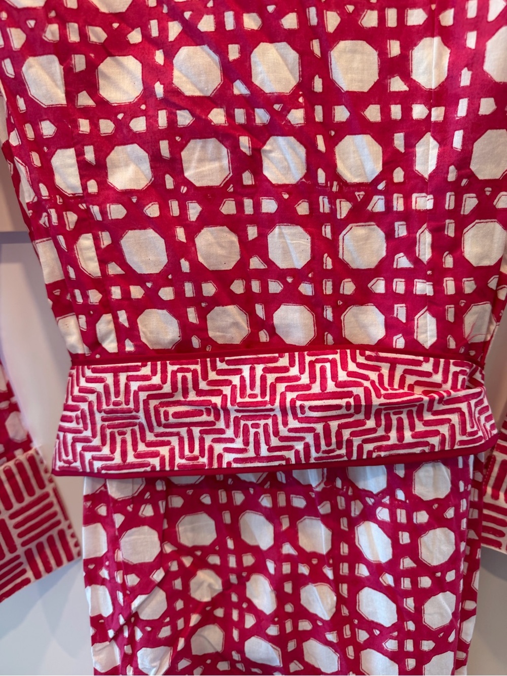 Sue Sartor Pink and White Button up Dress with Sash - Size Small - Picture 9 of 15